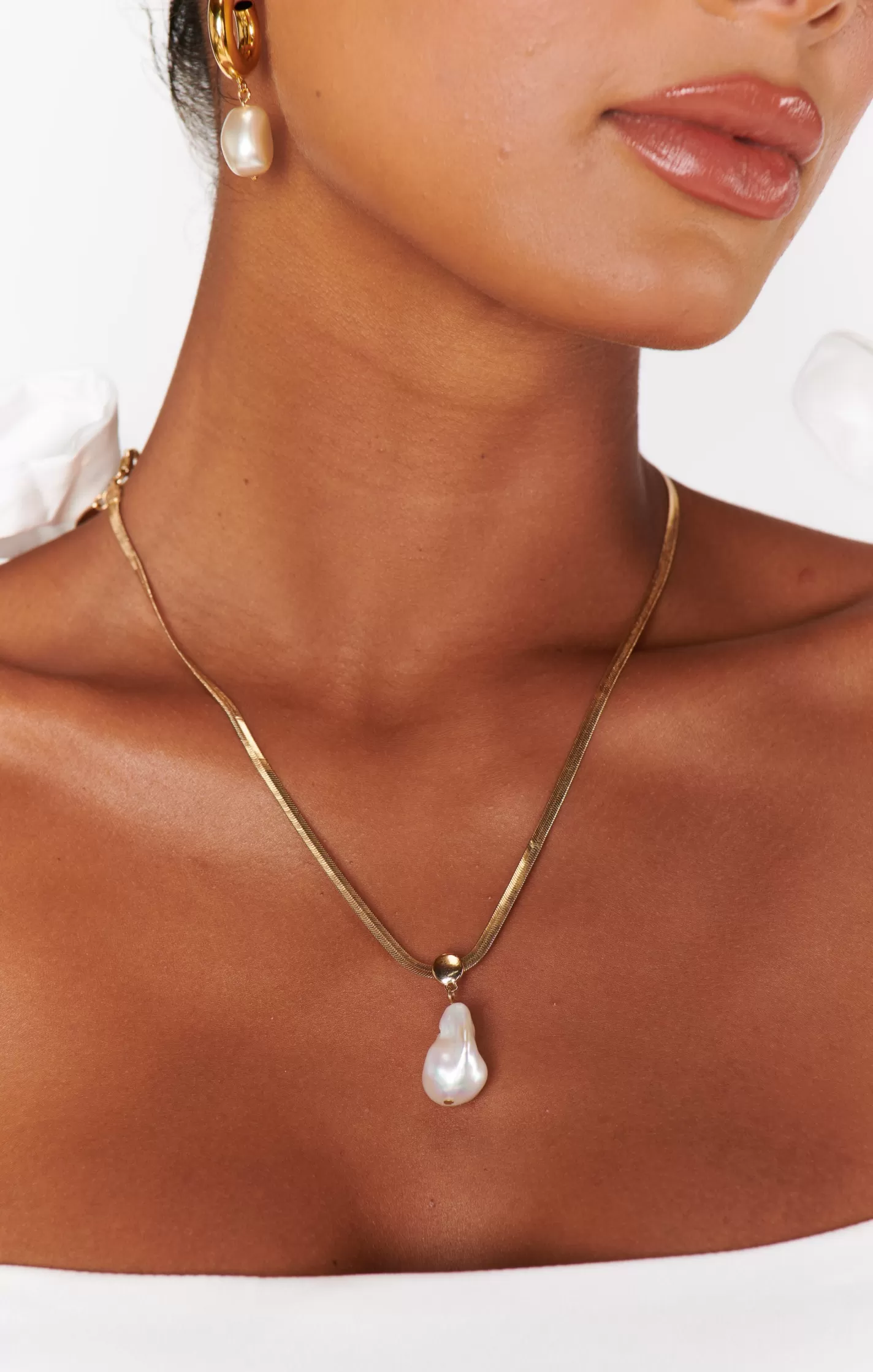 Show Me Your Mumu Ettika Baroque Pearl Pendant Snake Chain Necklace