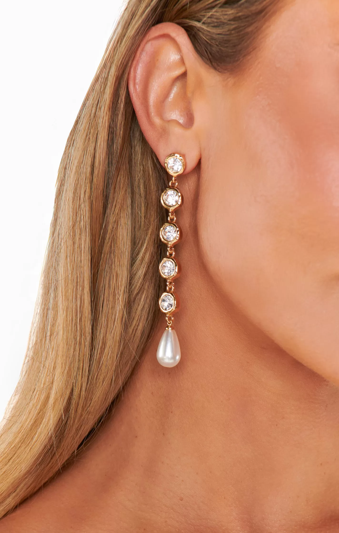 Show Me Your Mumu Ettika Elegantly Modern Crystal and Pearl Dangle Earrings