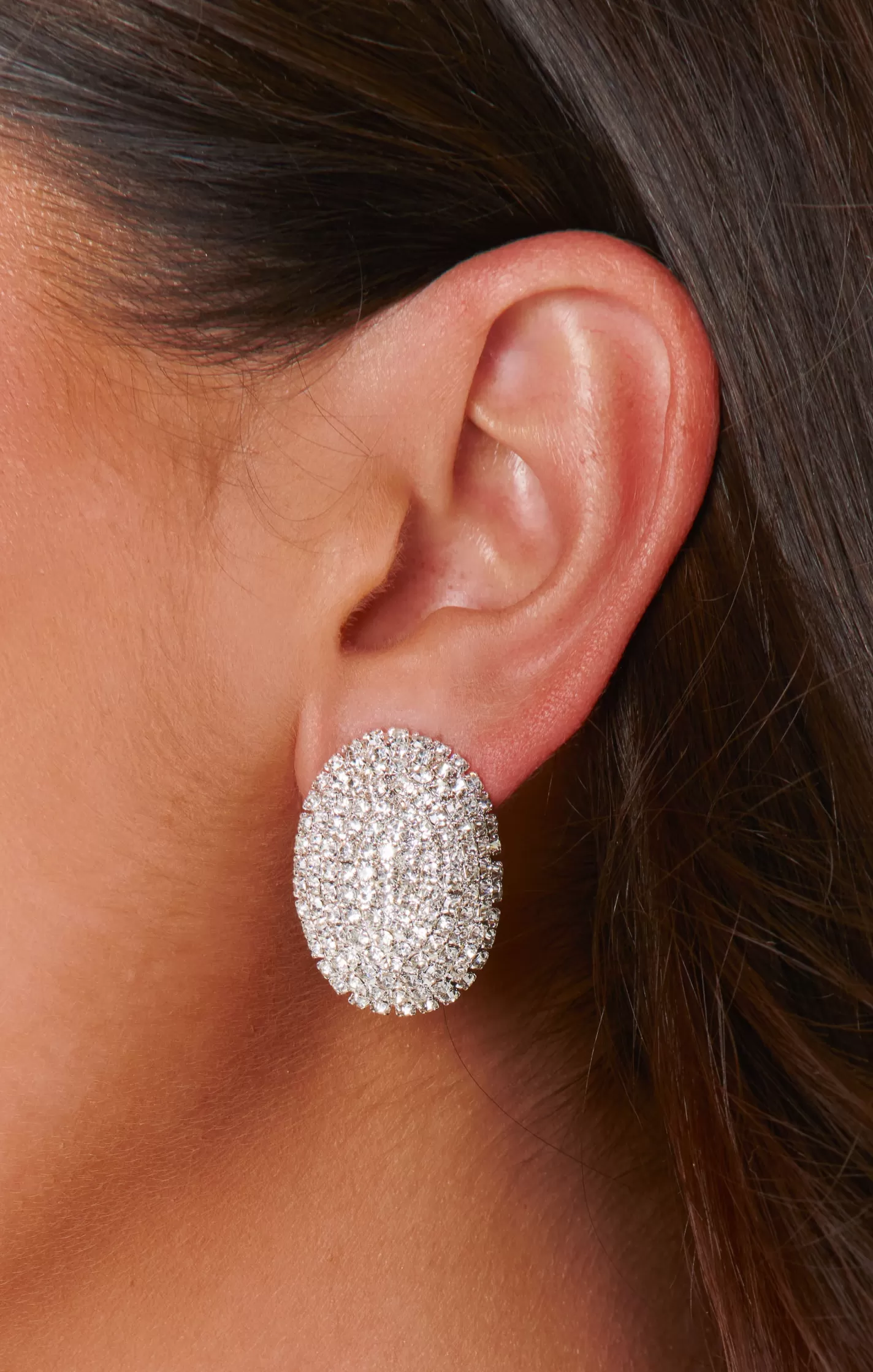 Show Me Your Mumu Oval Rhinestone Clip On Earrings