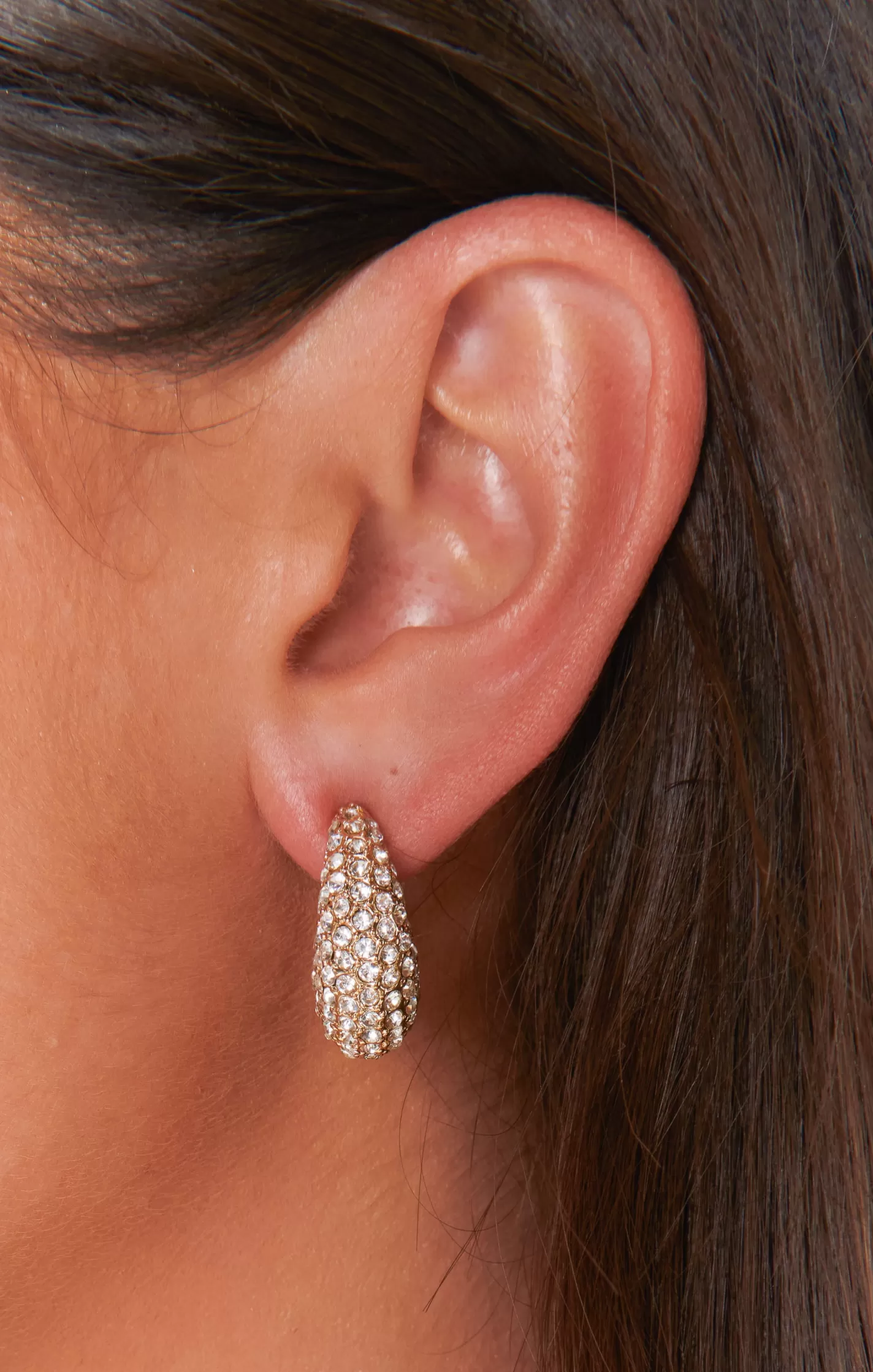 Show Me Your Mumu Pave Rhinestone Puff Hoop Earrings