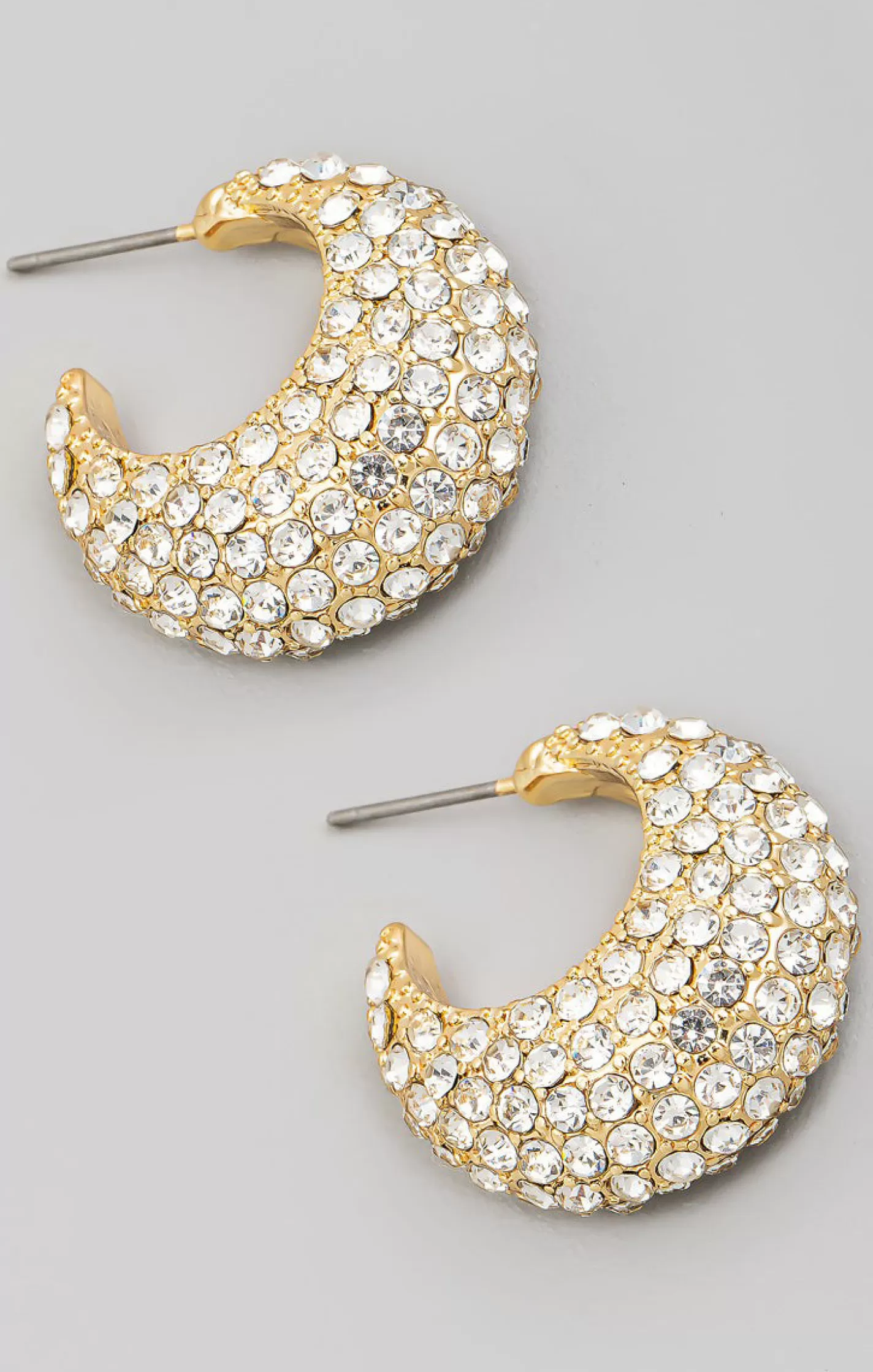 Show Me Your Mumu Pave Rhinestone Puff Hoop Earrings